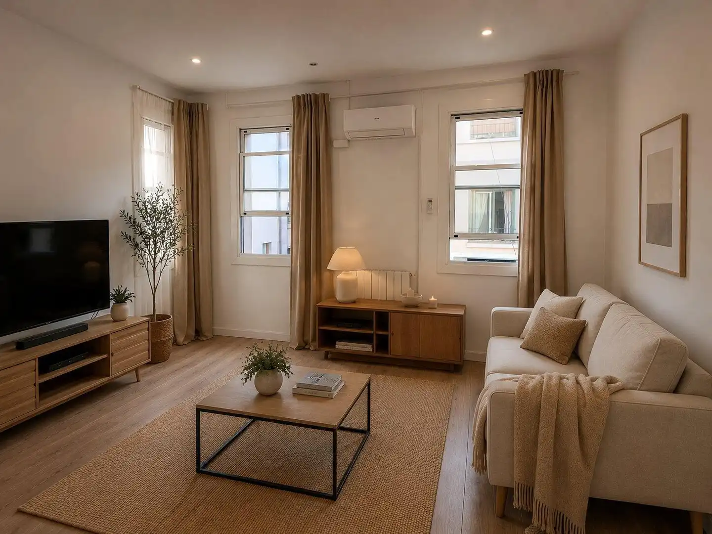 Wohnzimmer von Wohnung zum Verkauf in Barcelona mit Klimaanlage und Heizung