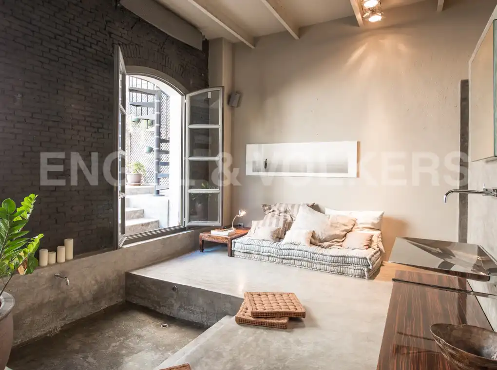 Schlafzimmer von Loft zur Miete in Barcelona mit Klimaanlage, Heizung und Parkett