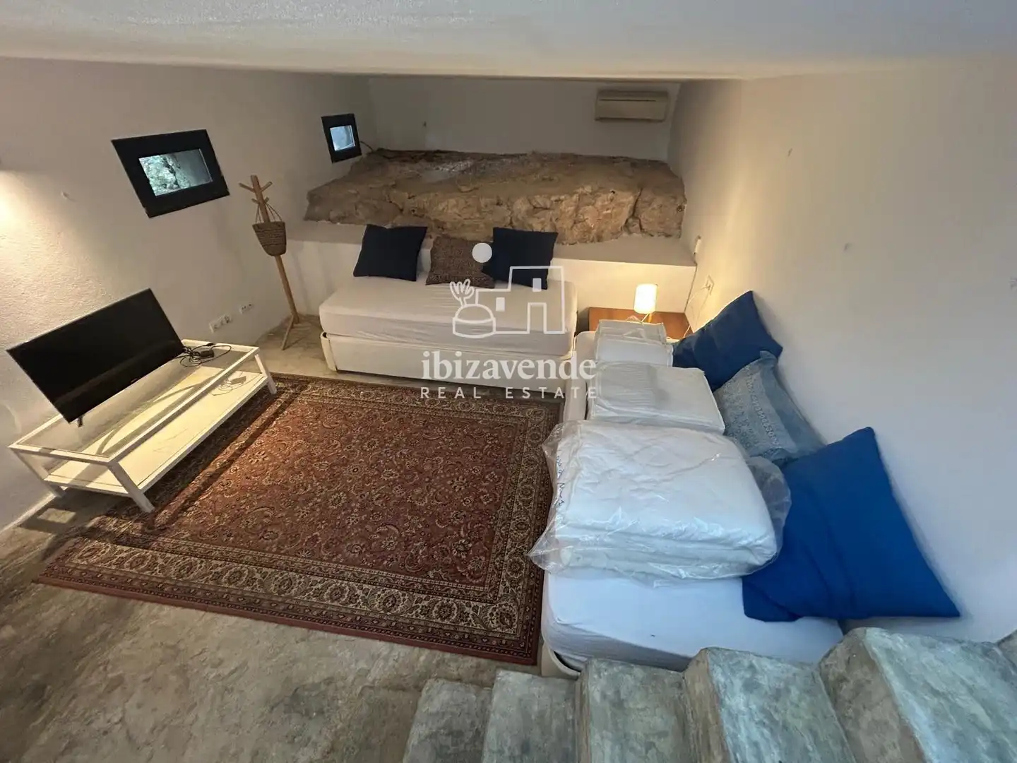 Schlafzimmer von Einfamilien-Reihenhaus zur Miete in Santa Eulària des Riu mit Klimaanlage, Heizung und Terrasse