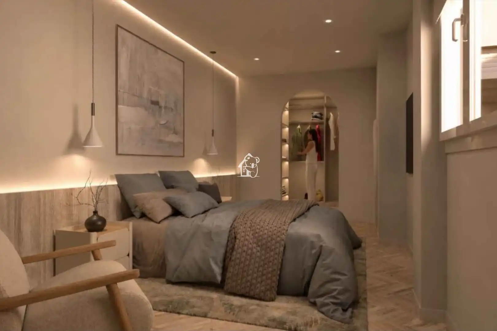 Schlafzimmer von Dachboden zur Miete in Torrevieja mit Klimaanlage, Privatgarten und Terrasse