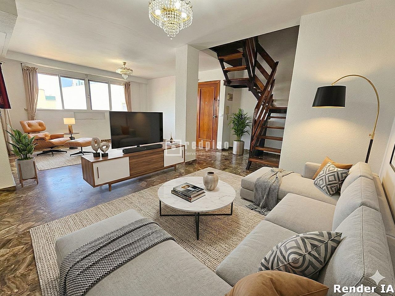 Sala d'estar de Dúplex en venda en Aldaia amb Aire condicionat, Terrassa i Moblat