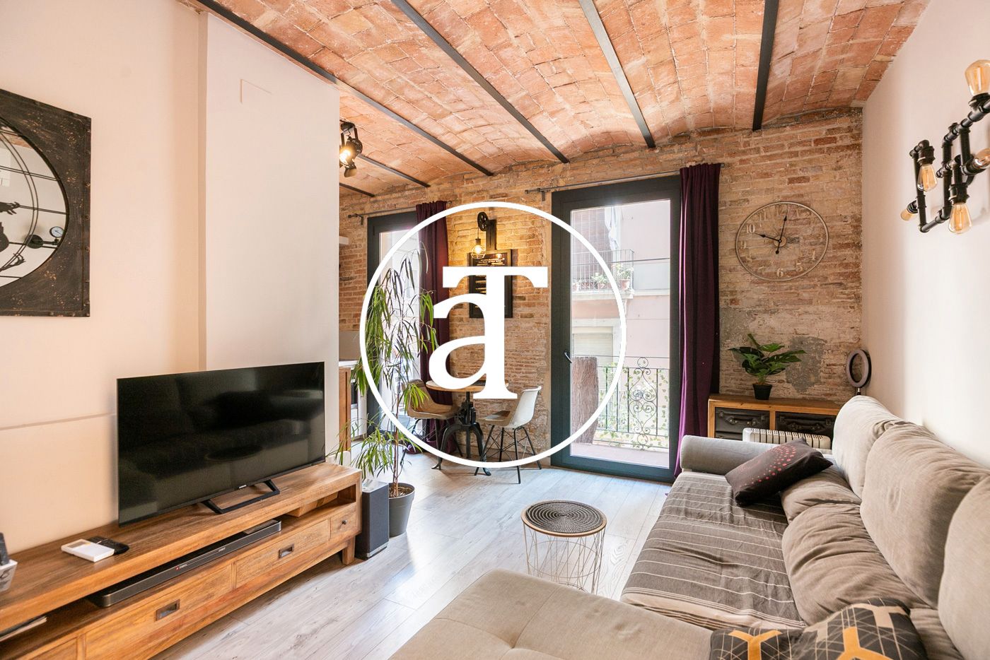 Sala d'estar de Pis de lloguer en  Barcelona Capital amb Aire condicionat, Moblat i Forn