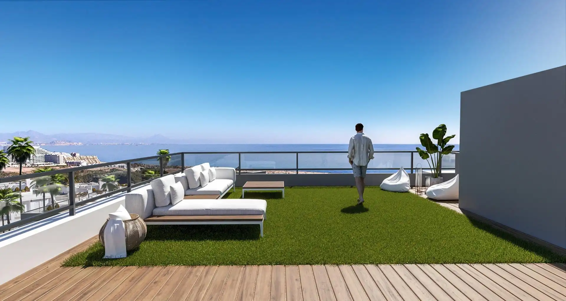 Terrasse von Erdgeschoss zum Verkauf in Santa Pola mit Klimaanlage, Heizung und Privatgarten