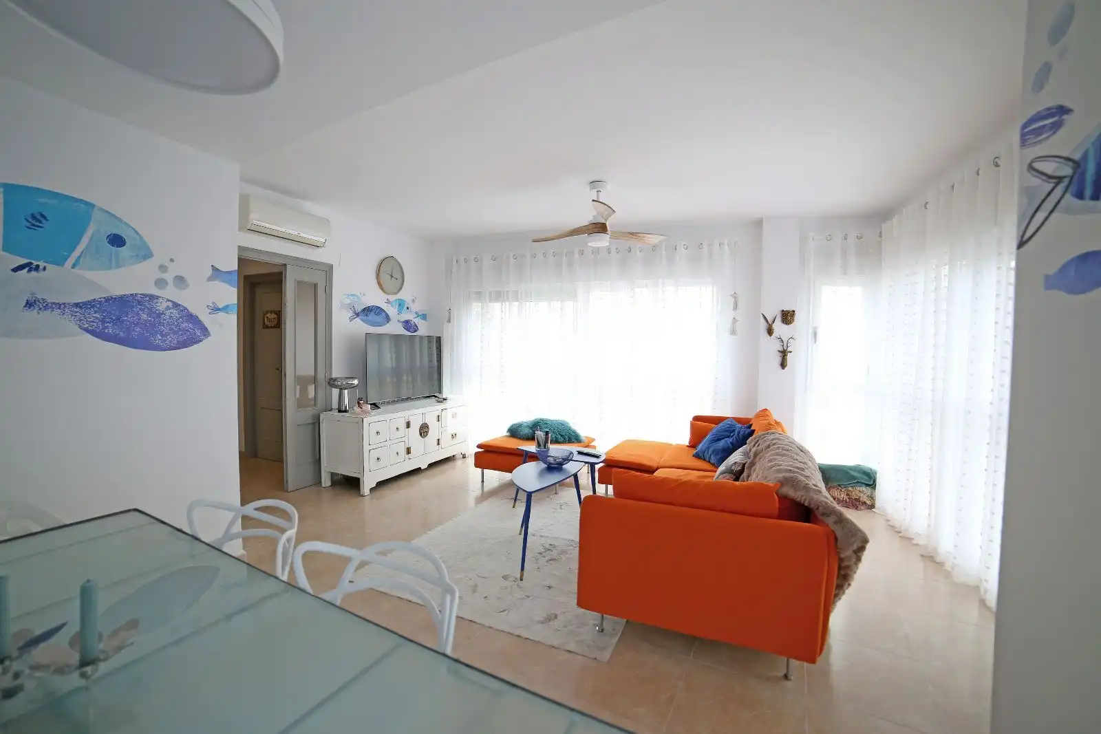 Sala de estar de Casa adosada en venta en Burriana / Borriana con Aire acondicionado, Calefacción y Amueblado