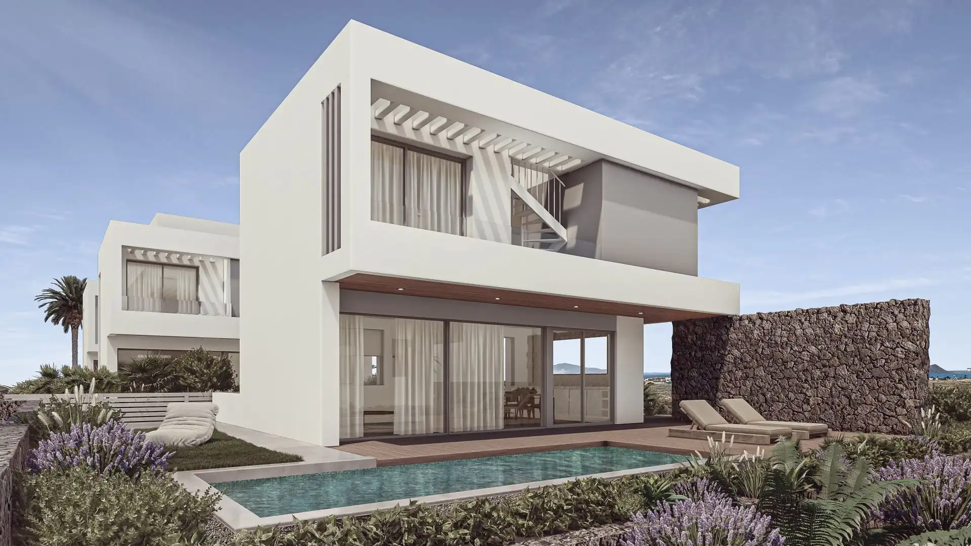 Vista exterior de Casa o xalet en venda en La Oliva amb Jardí privat, Piscina i Domòtica