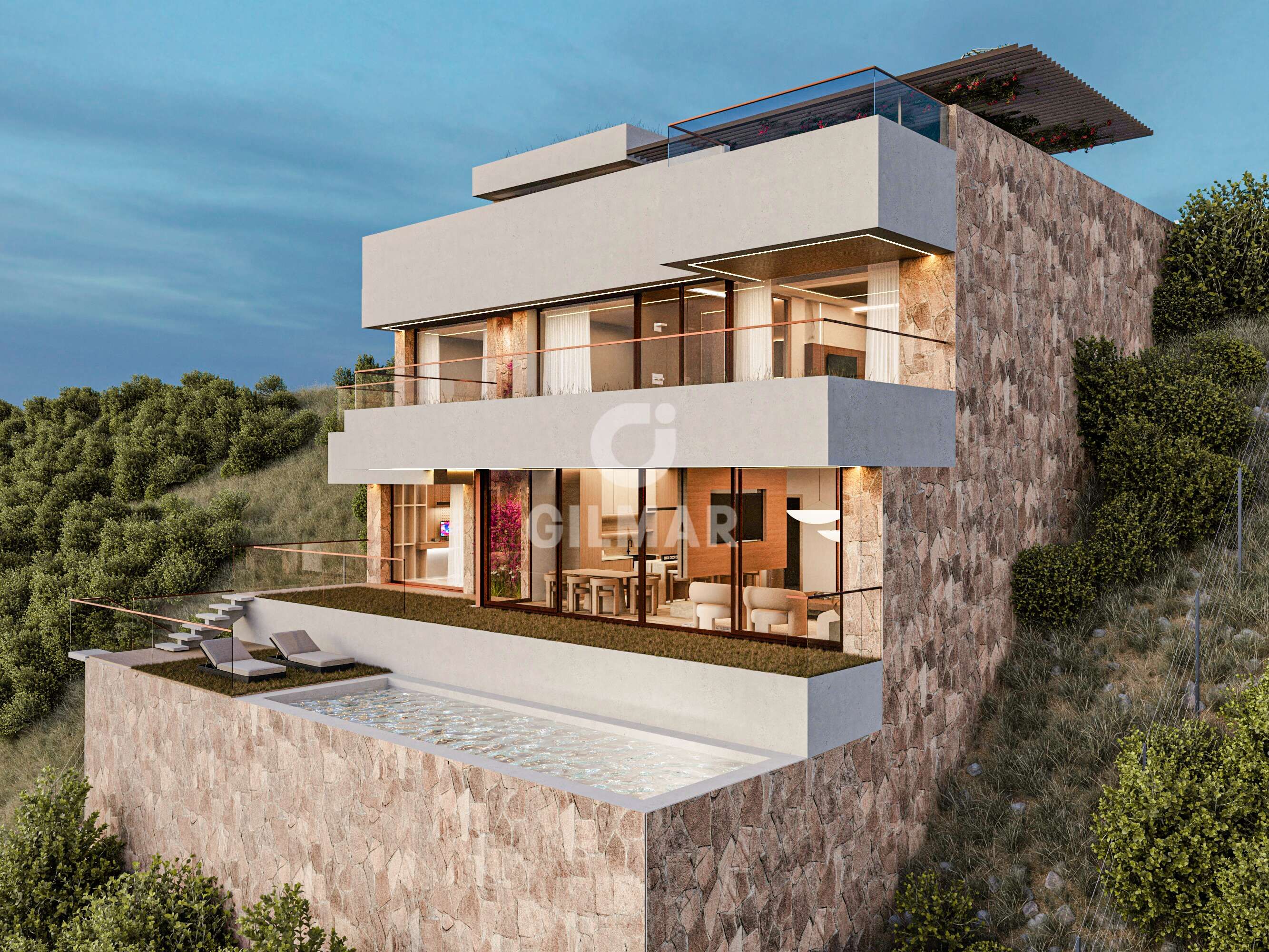 Vista exterior de Casa o xalet en venda en Benalmádena amb Calefacció, Jardí privat i Piscina