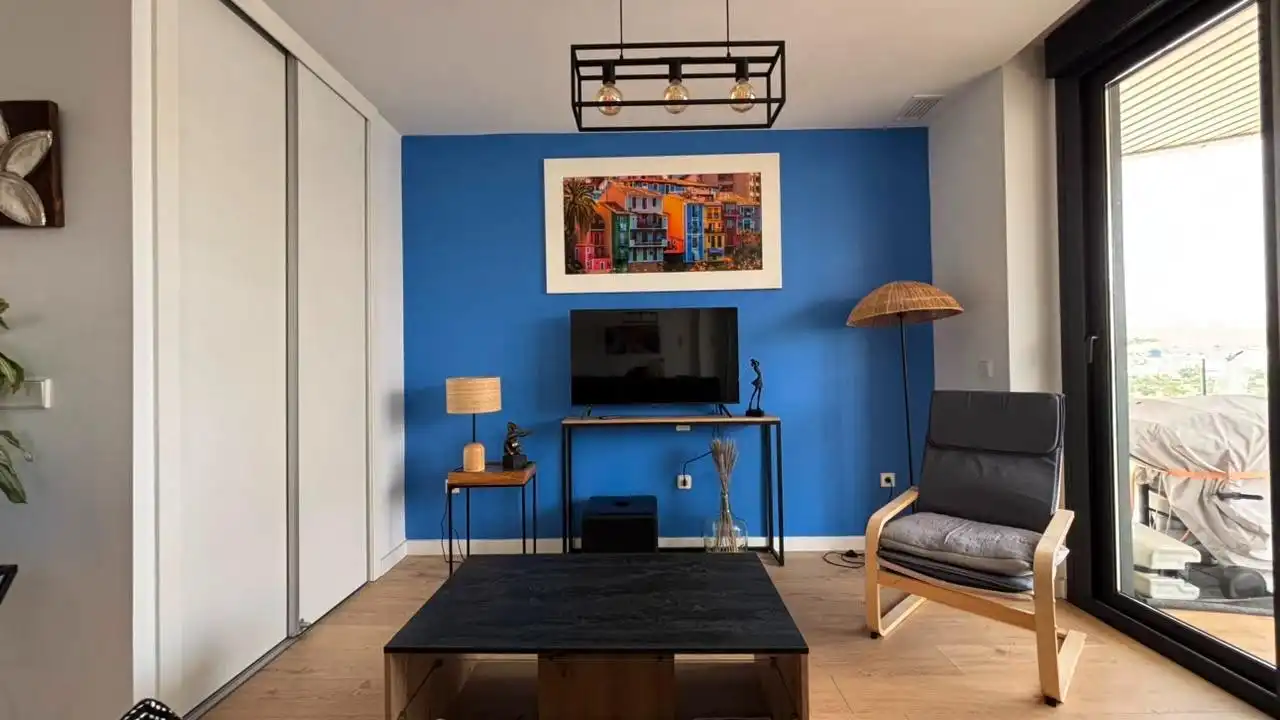 Wohnzimmer von Dachboden zur Miete in Villajoyosa / La Vila Joiosa mit Klimaanlage, Terrasse und Möbliert