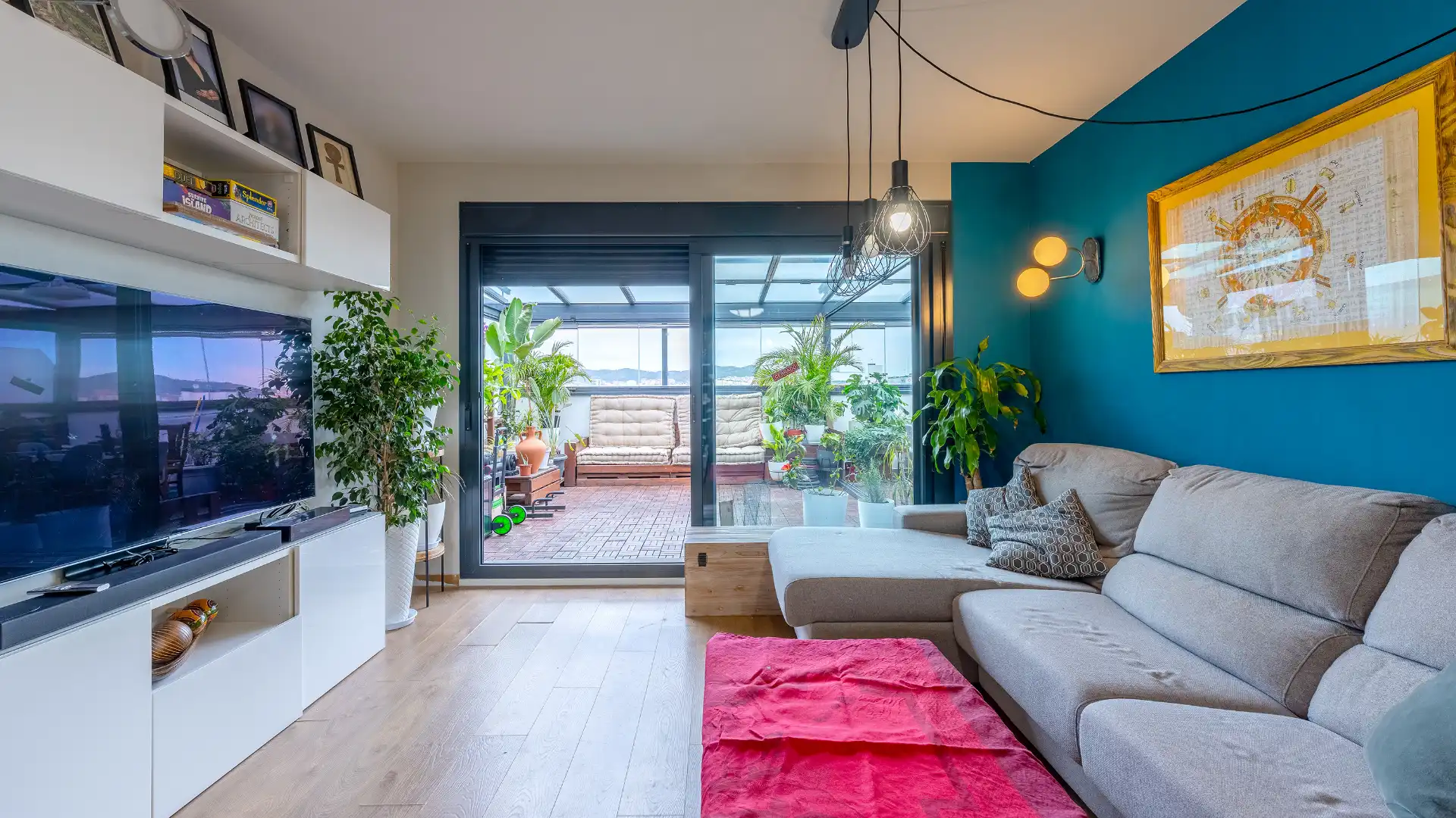 Living room of Flat for sale in Sant Adrià de Besòs  with Air Conditioner, Heating and Parquet flooring