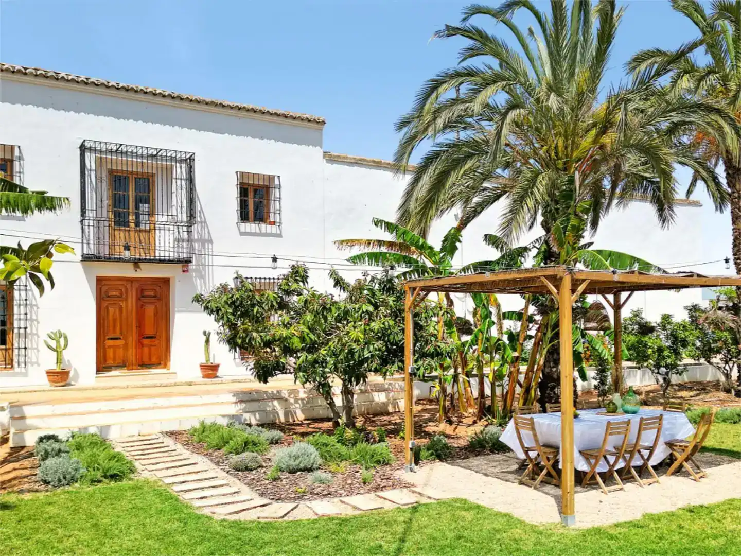 Jardín de Finca rústica de alquiler en Algemesí con Aire acondicionado, Jardín privado y Piscina