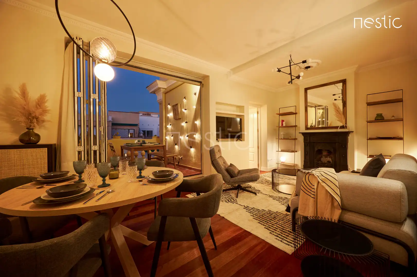 Wohnzimmer von Wohnungen zur Miete in Madrid mit Klimaanlage, Heizung und Terrasse