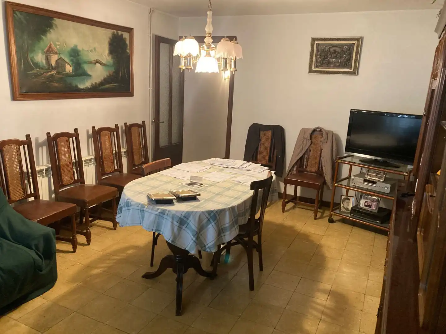 Menjador de Casa o xalet en venda en Vilanova de Bellpuig amb Calefacció, Terrassa i Moblat