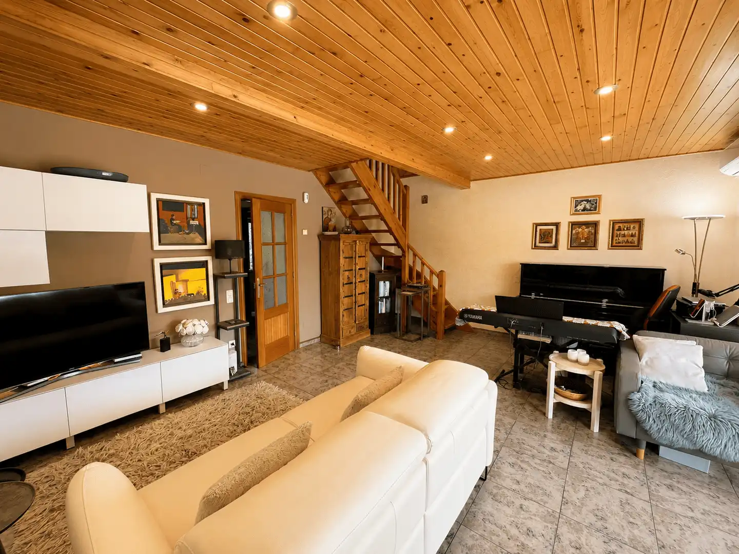 Sala de estar de Casa o chalet en venta en Sant Cebrià de Vallalta con Aire acondicionado, Calefacción y Jardín privado