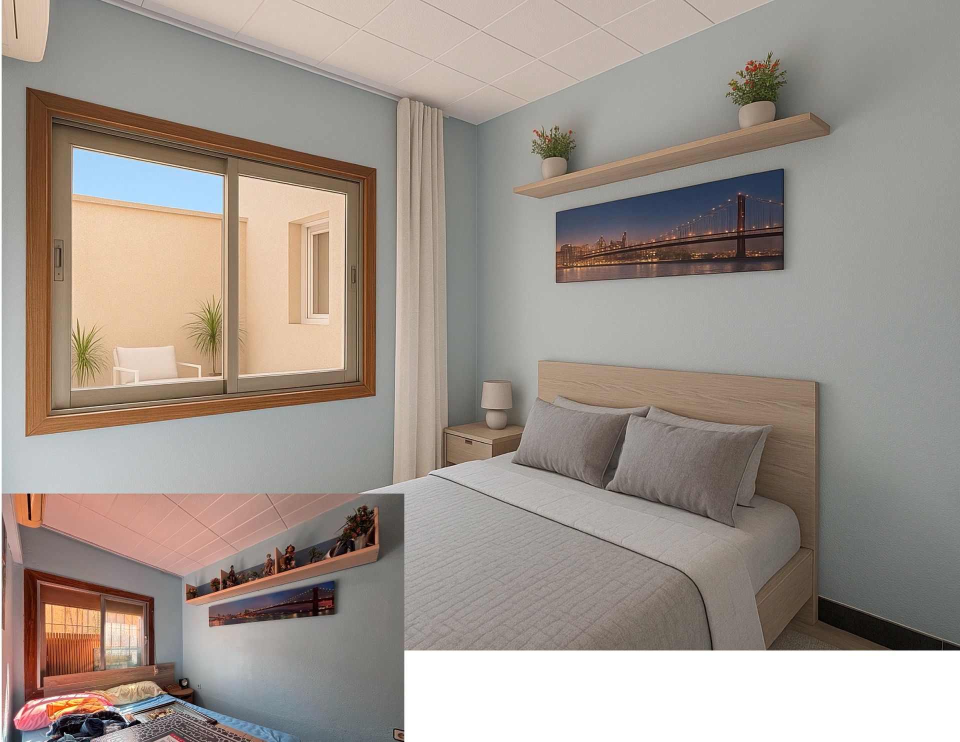 Bedroom of Flat for sale in Badalona  with Air Conditioner, Terrace and Furnished