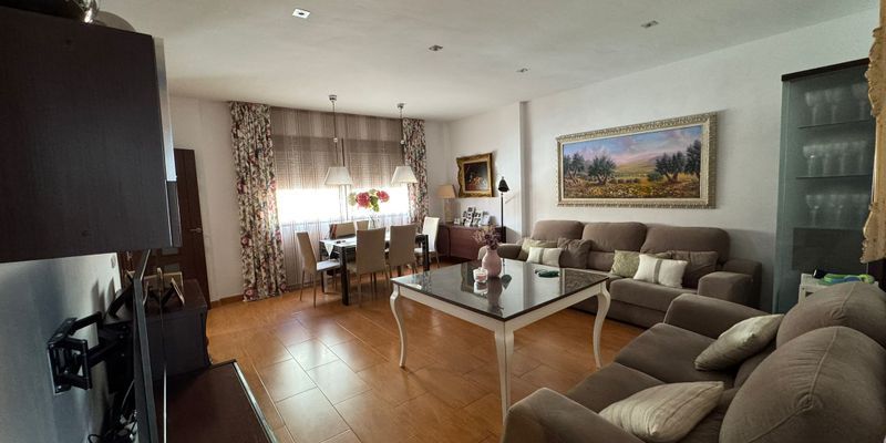 Sala d'estar de Casa adosada en venda en Mengíbar amb Aire condicionat, Jardí privat i Terrassa