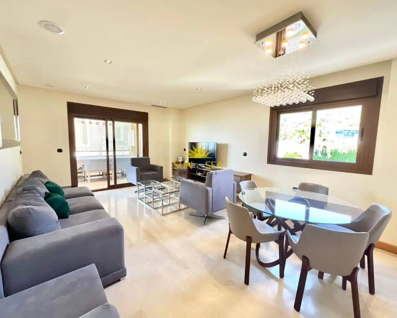 Sala de estar de Apartamento de alquiler en Guardamar del Segura con Aire acondicionado, Calefacción y Piscina