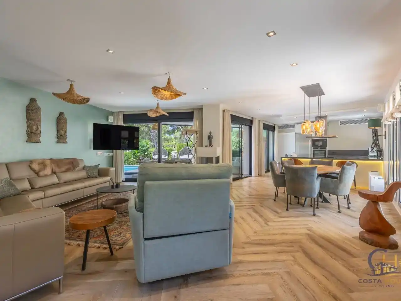 Wohnzimmer von Wohnung zum Verkauf in Moraira mit Klimaanlage, Schwimmbad und Balkon