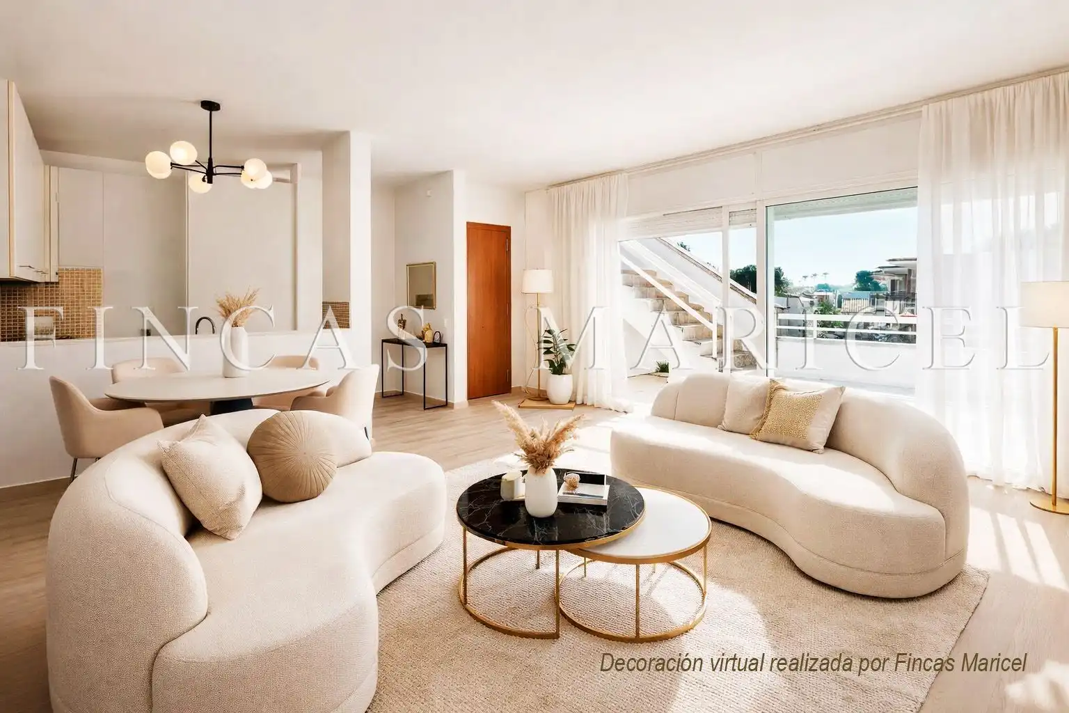 Wohnzimmer von Dachboden zum Verkauf in Sitges mit Heizung, Terrasse und Gemeinschaftspool