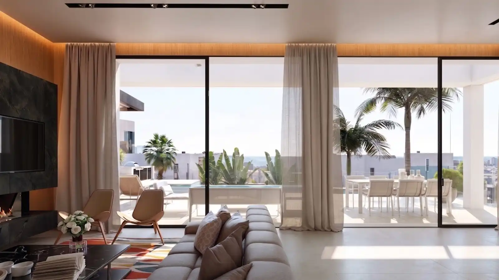 Sala de estar de Casa o chalet en venta en Moraira con Aire acondicionado, Calefacción y Jardín privado