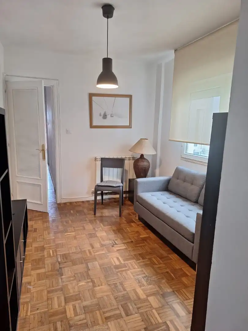Sala d'estar de Pis de lloguer en Gijón  amb Calefacció, Parquet i Balcó