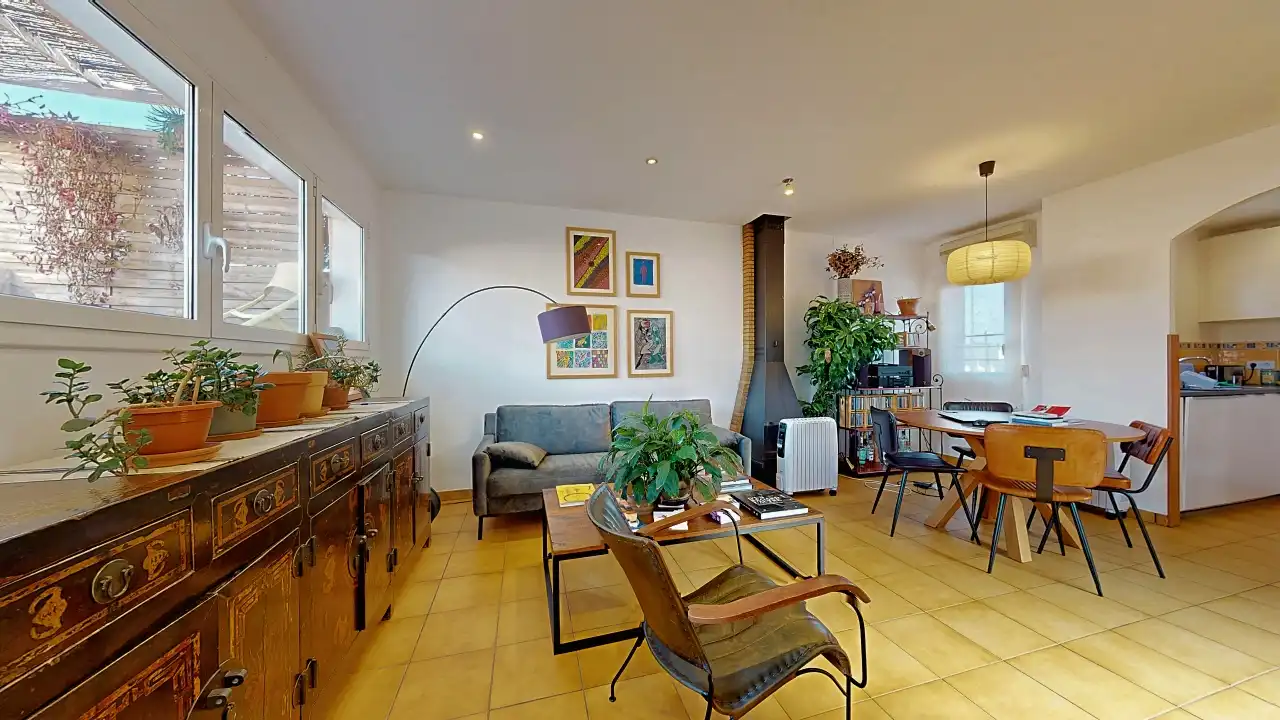 Sala d'estar de Àtic en venda en Barcelona amb Aire condicionat i Terrassa