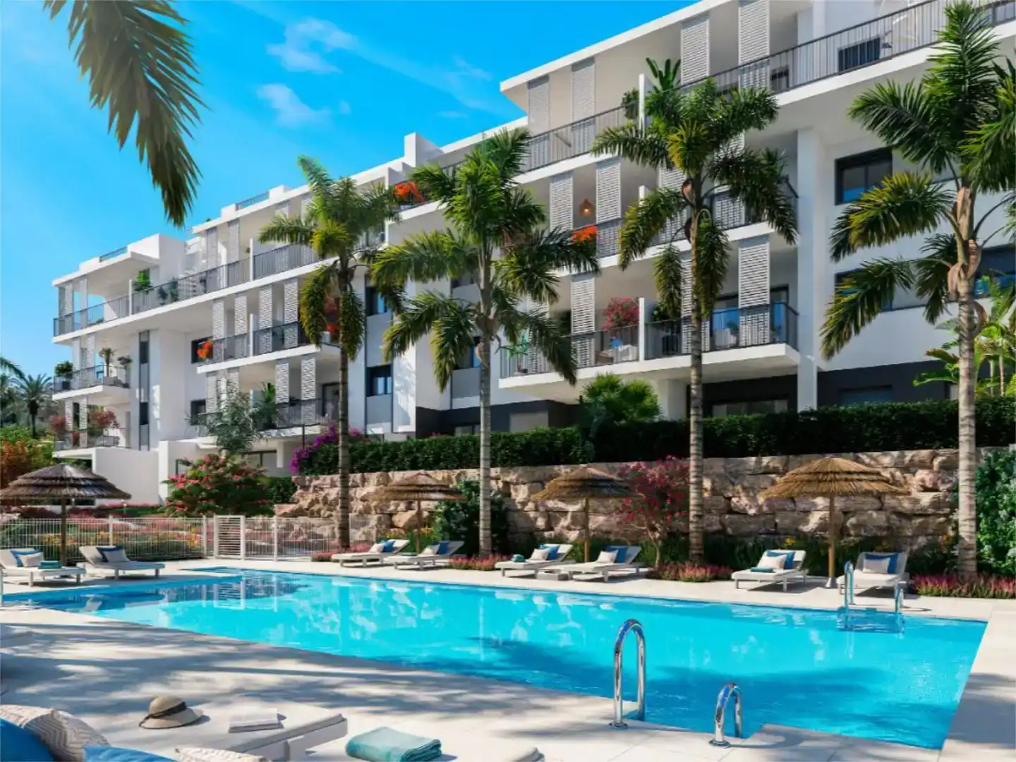 Exterior view of Flat for sale in Estepona  with Air Conditioner, Private garden and Swimming Pool