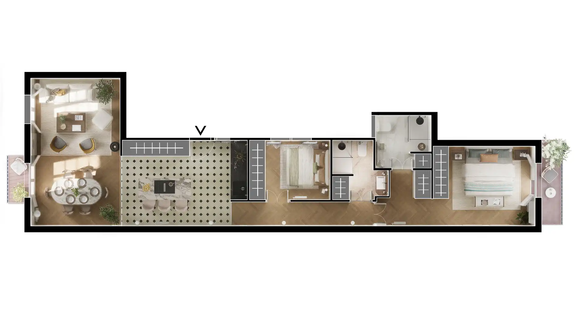 Schlafzimmer von Wohnungen zur Miete in Barcelona mit Klimaanlage, Heizung und Parkett