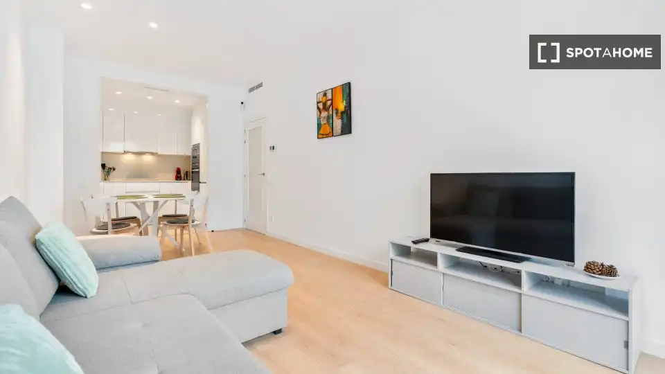 Sala de estar de Apartamento para compartir en Barcelona con Aire acondicionado, Terraza y Amueblado