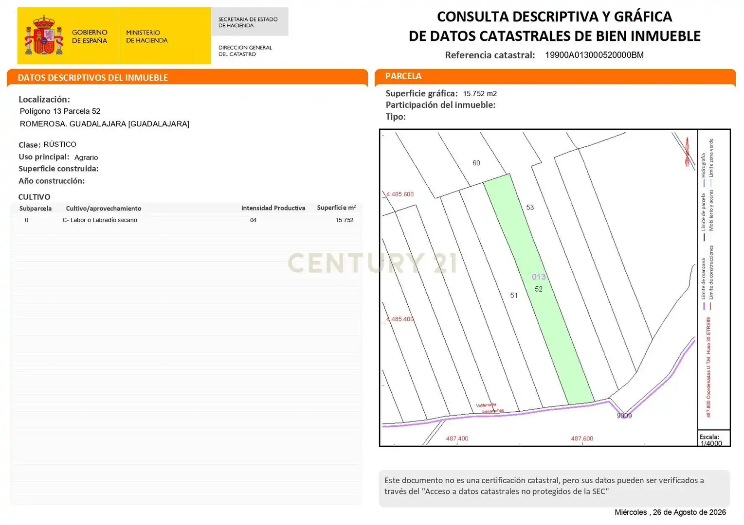 Terreno en venta en Valdarachas