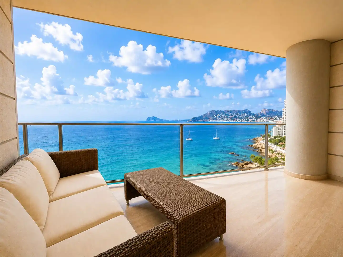 Terraza de Apartamento en venta en Calpe / Calp con Aire acondicionado, Calefacción y Jardín privado