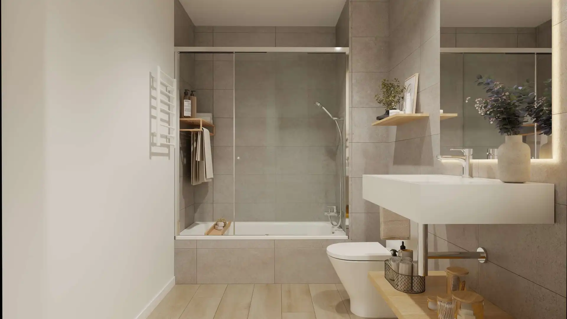 Badezimmer von Wohnung zum Verkauf in Lleida mit Klimaanlage, Heizung und Parkett
