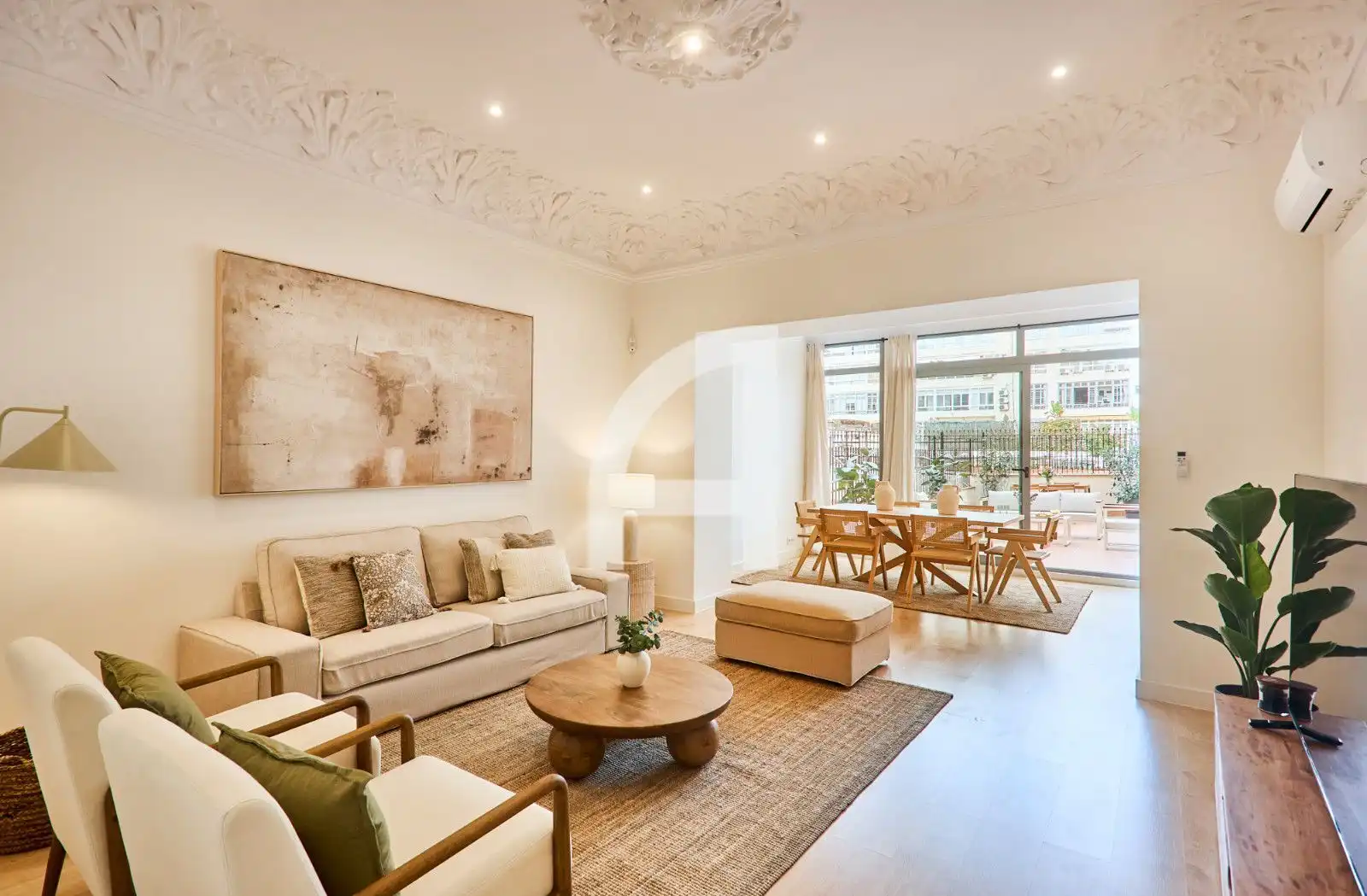 Wohnzimmer von Wohnung zur Miete in Barcelona mit Klimaanlage, Heizung und Parkett