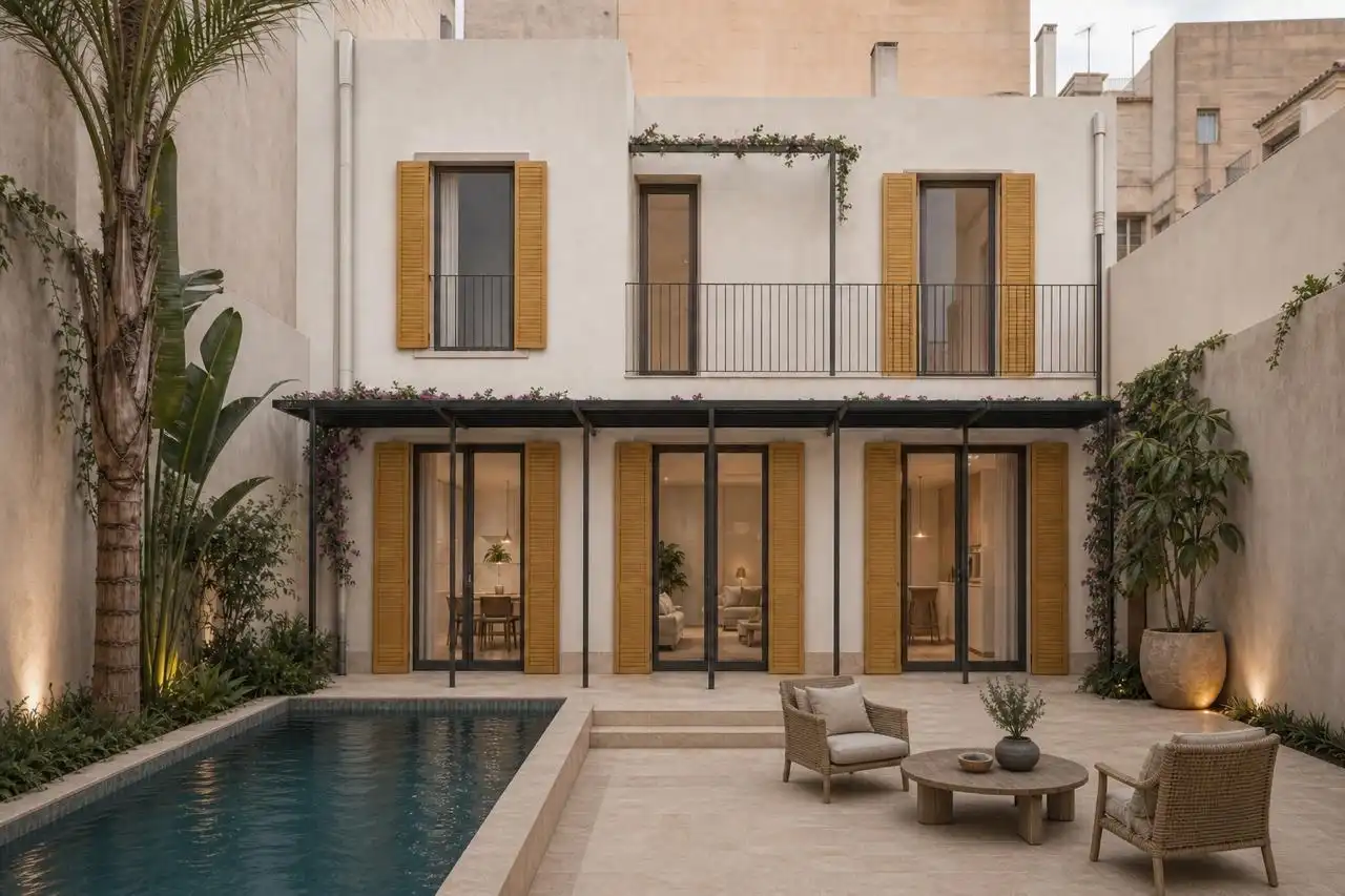 Vista exterior de Casa adosada en venta en  Palma de Mallorca con Aire acondicionado, Calefacción y Piscina