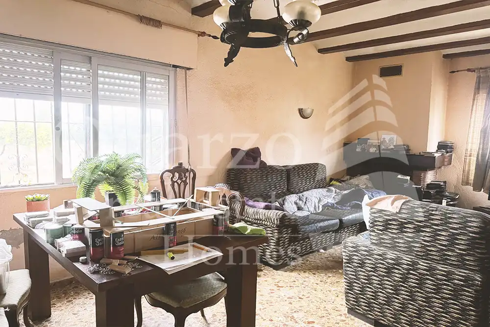 Living room of Flat for sale in Els Poblets  with Heating, Terrace and Furnished