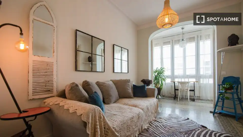 Wohnzimmer von Wohnung zur Miete in Barcelona mit Klimaanlage, Heizung und Möbliert