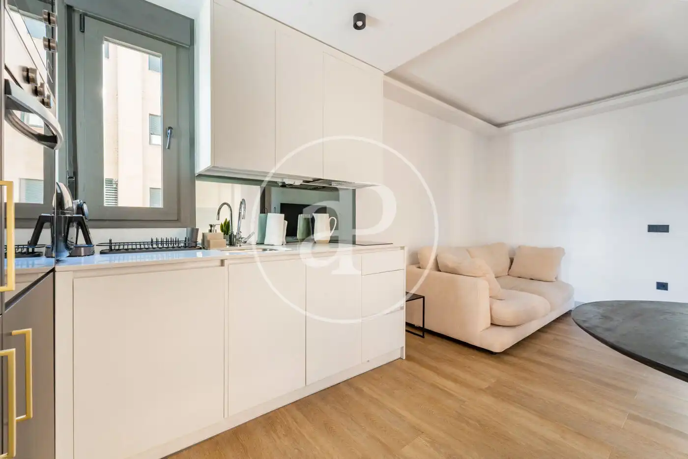 Wohnzimmer von Wohnung zur Miete in Madrid mit Klimaanlage, Heizung und Privatgarten