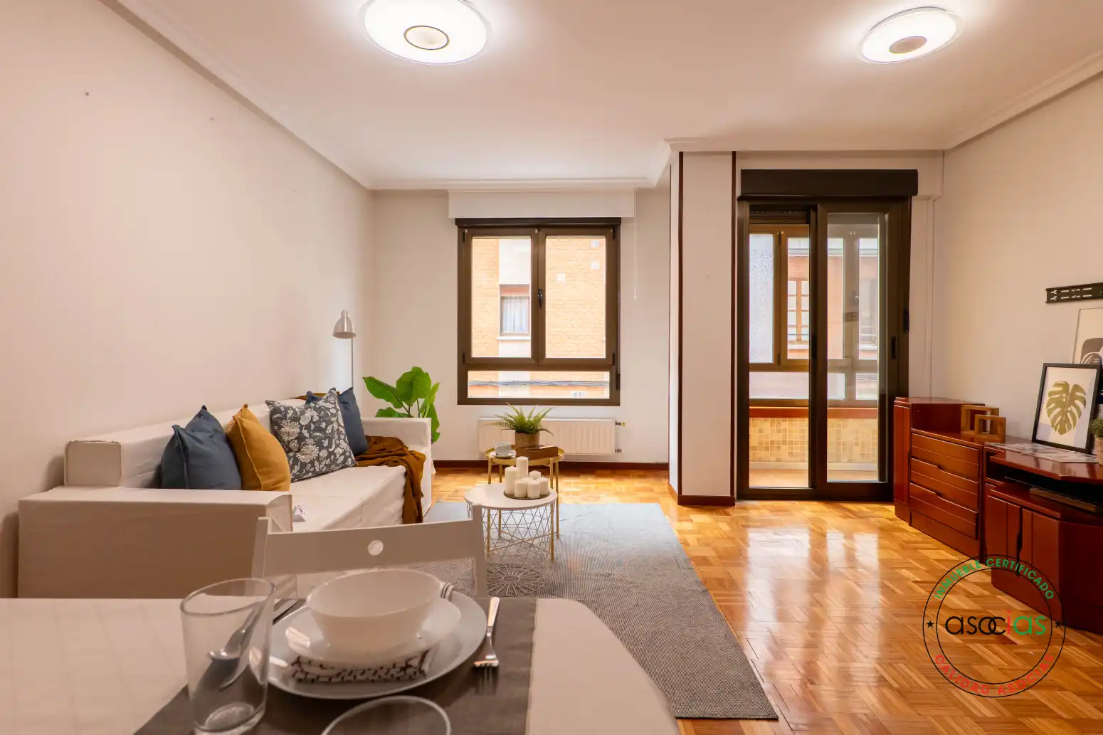 Wohnzimmer von Wohnung zum Verkauf in Gijón  mit Heizung, Parkett und Abstellraum