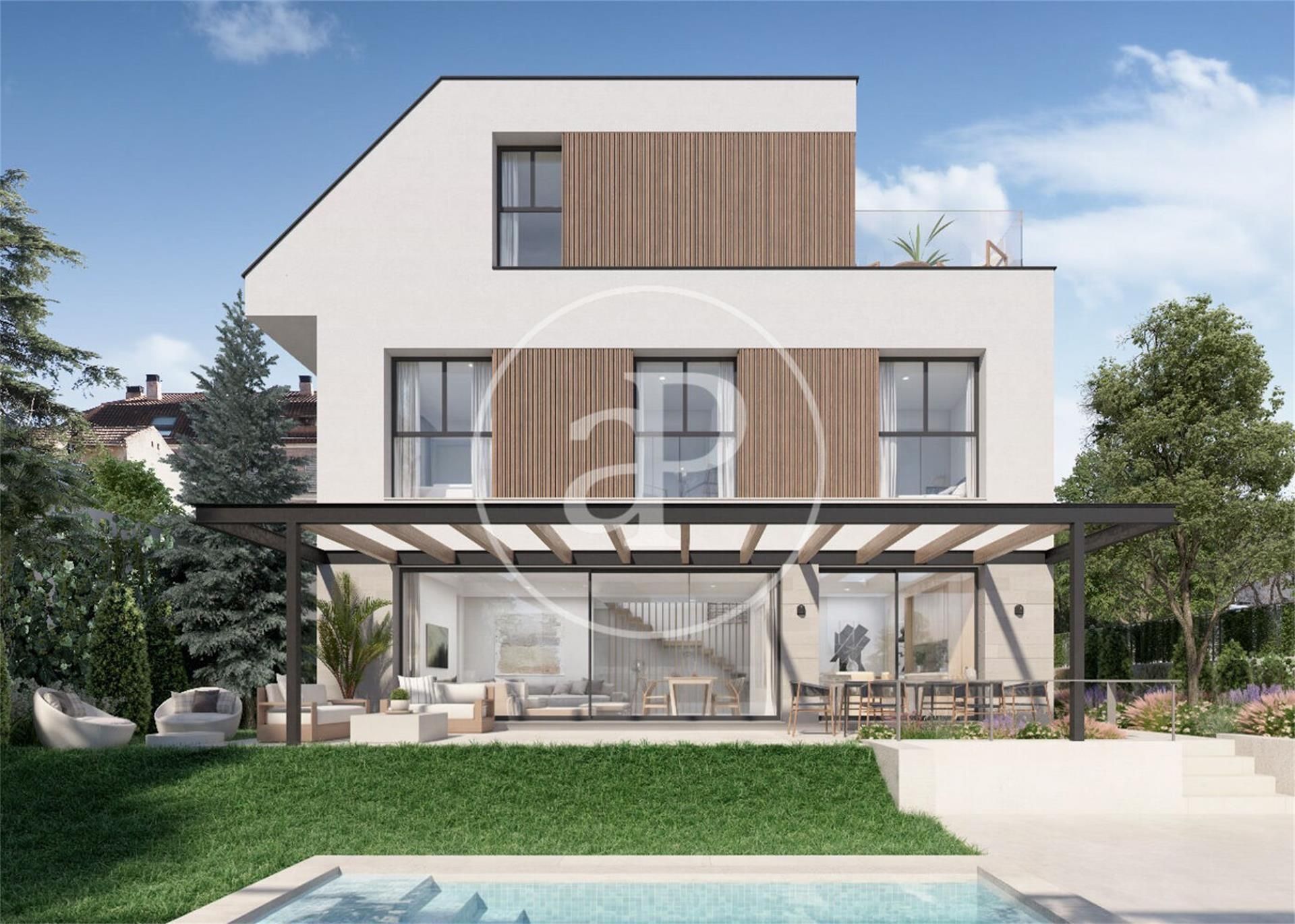 Vista exterior de Casa o xalet en venda en  Madrid Capital amb Aire condicionat, Jardí privat i Parquet