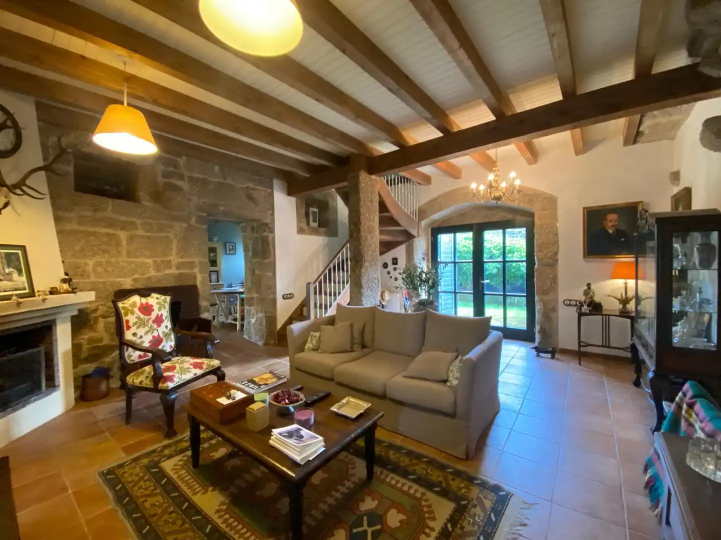 Sala de estar de Casa o chalet en venta en Leiro con Calefacción, Jardín privado y Parquet