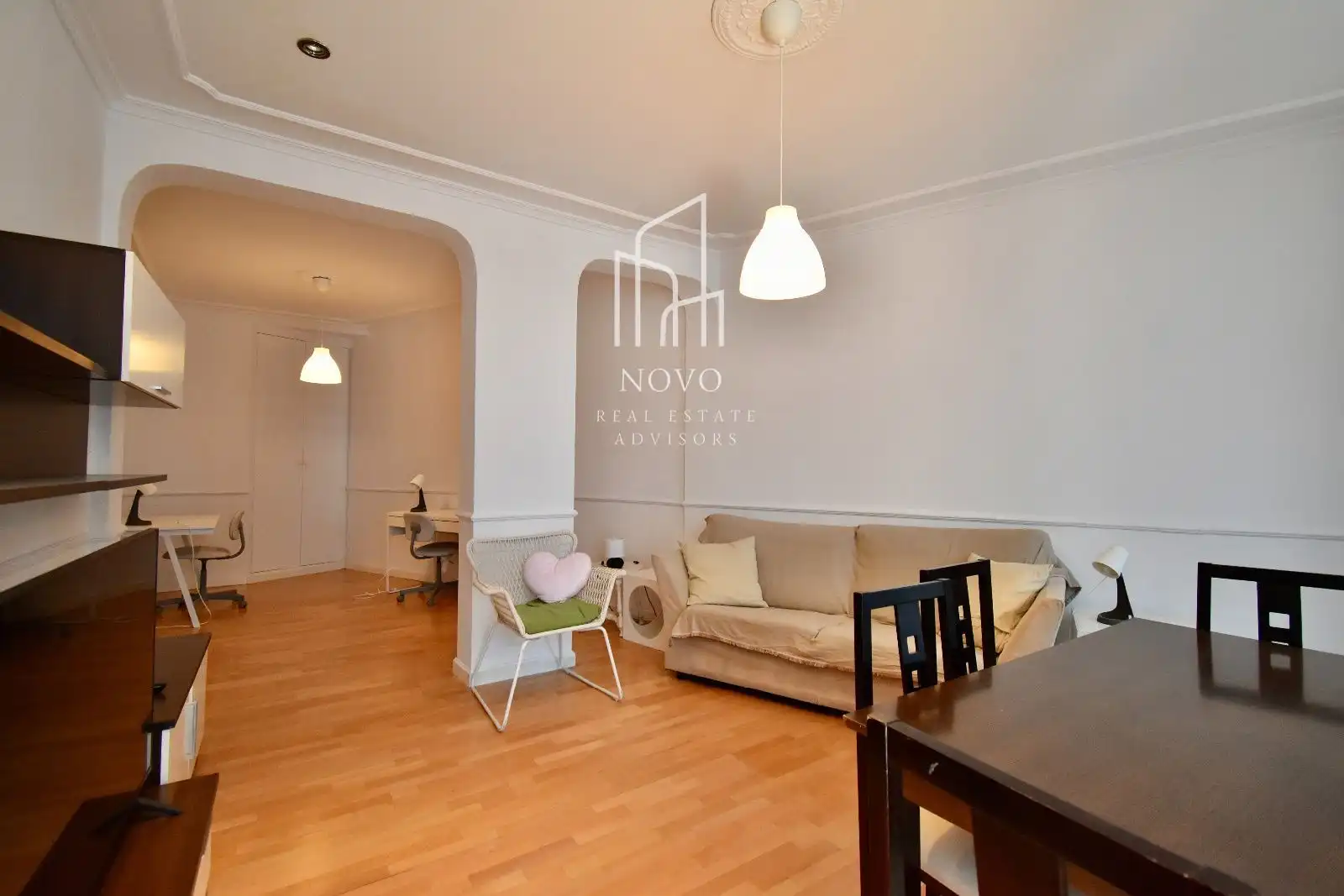 Wohnzimmer von Wohnung zur Miete in Madrid mit Heizung, Terrasse und Möbliert