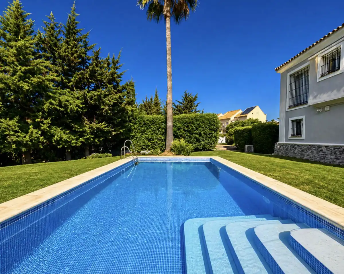 Piscina de Casa o chalet en venta en Manilva con Aire acondicionado, Jardín privado y Terraza