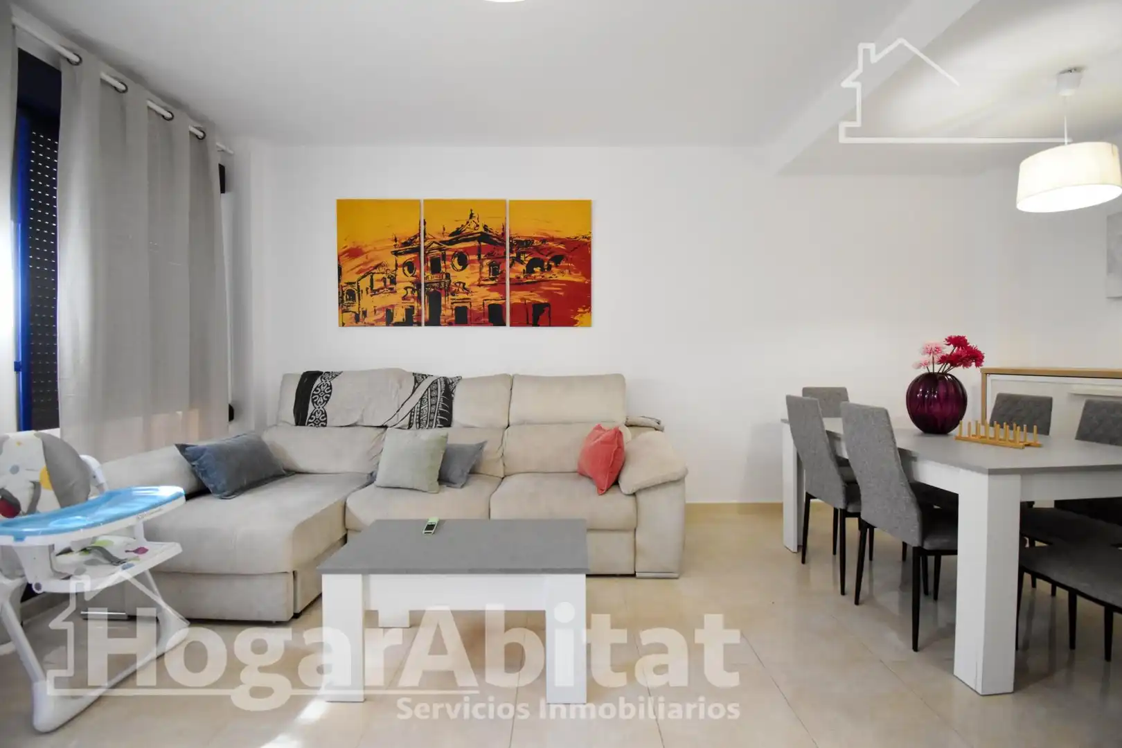 Sala de estar de Piso en venta en Bellreguard con Aire acondicionado, Calefacción y Jardín privado