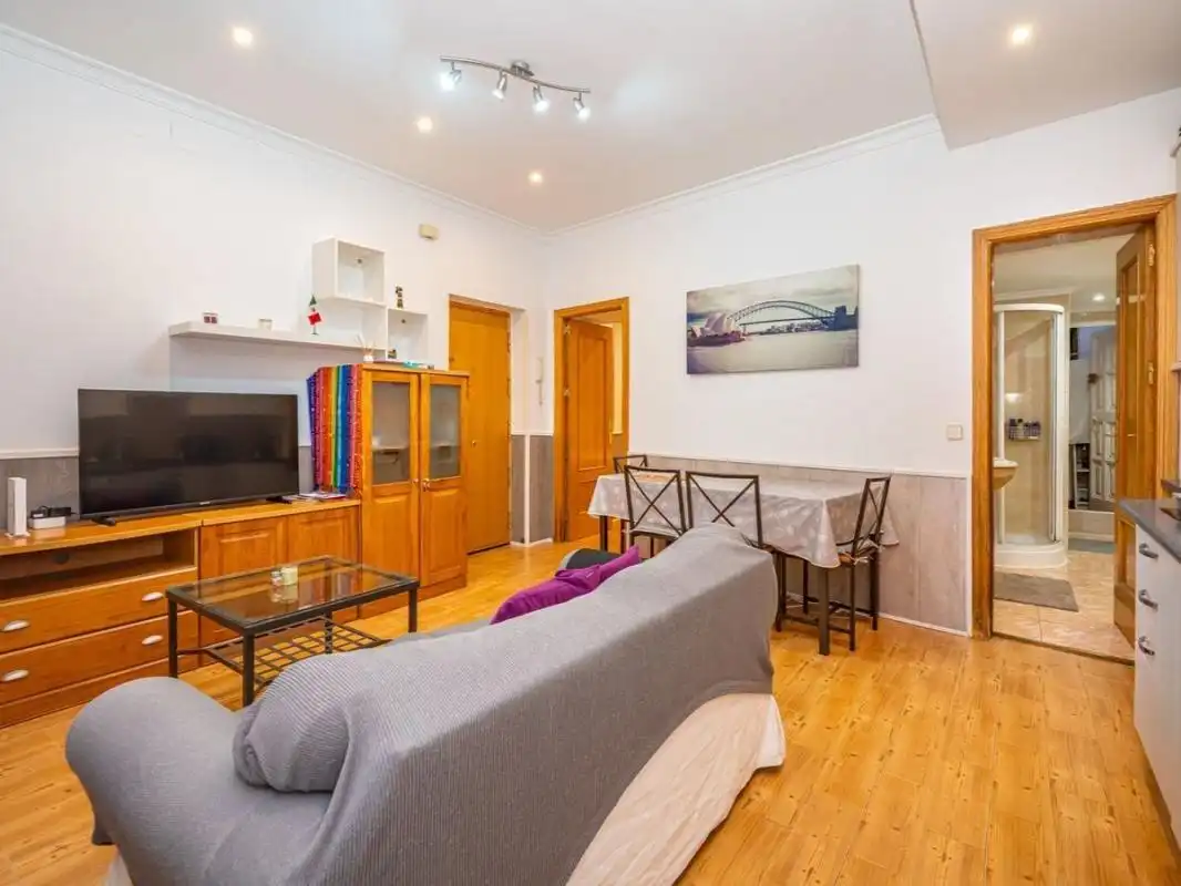 Sala d'estar de Planta baixa en venda en Madrid amb Calefacció, Terrassa i Moblat