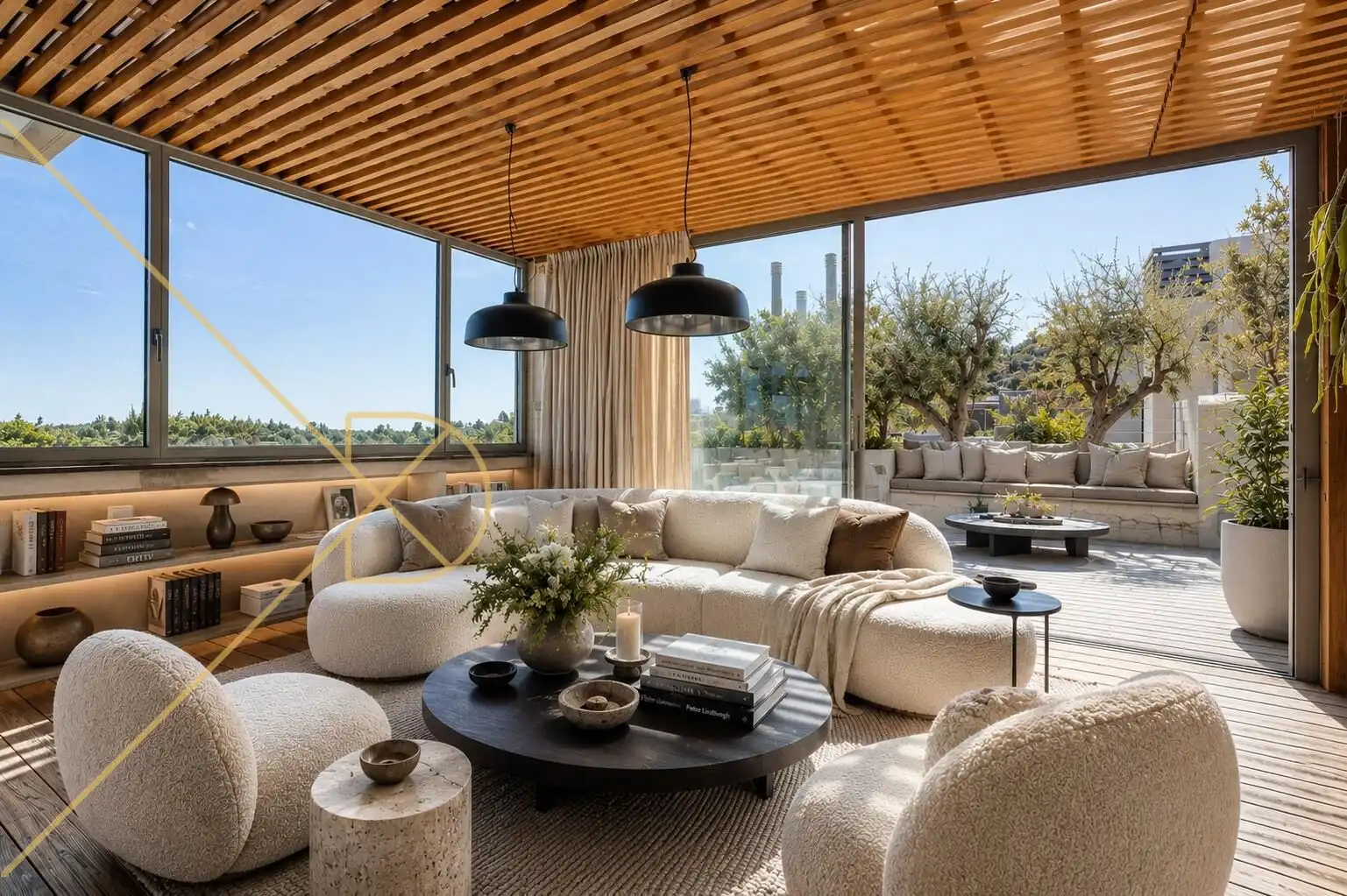 Wohnzimmer von Wohnung zum Verkauf in Barcelona mit Heizung, Privatgarten und Parkett