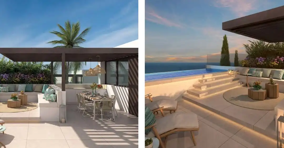 Terrasse von Wohnung zum Verkauf in La Alcaidesa mit Klimaanlage, Heizung und Privatgarten