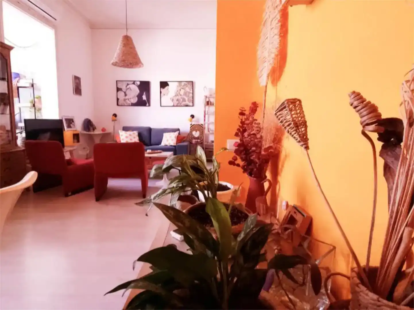Sala d'estar de Apartament per a compartir en Barcelona amb Aire condicionat, Jardí privat i Parquet