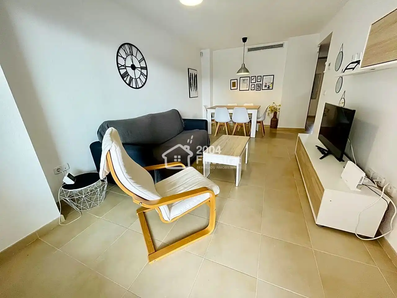 Sala d'estar de Apartament de lloguer en Villajoyosa / La Vila Joiosa amb Aire condicionat, Terrassa i Moblat