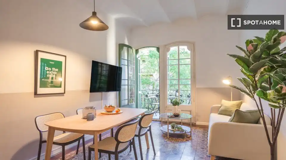 Sala de estar de Piso de alquiler en Barcelona con Aire acondicionado, Calefacción y Amueblado