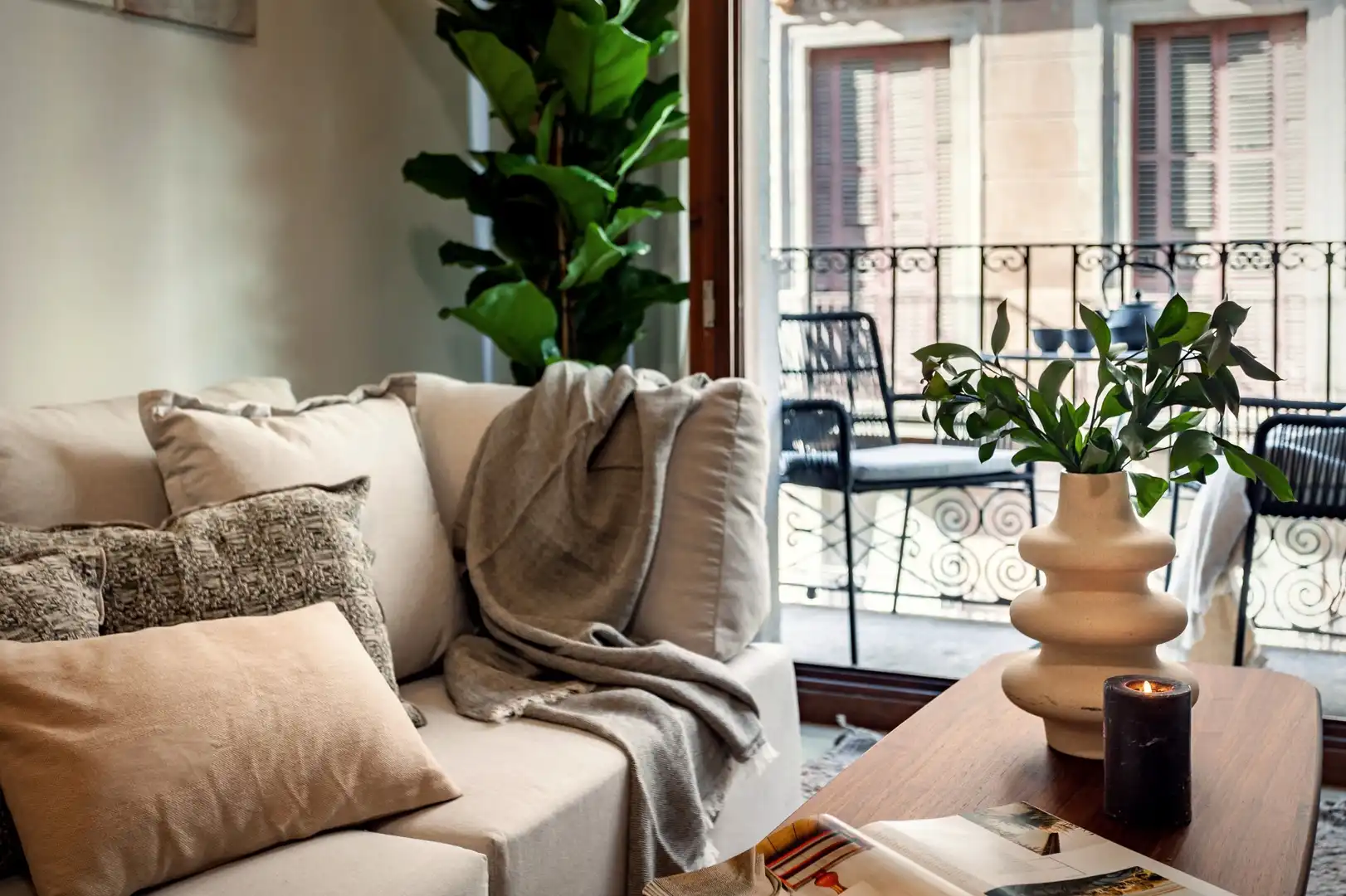 Wohnzimmer von Wohnungen zur Miete in Barcelona mit Klimaanlage, Heizung und Terrasse