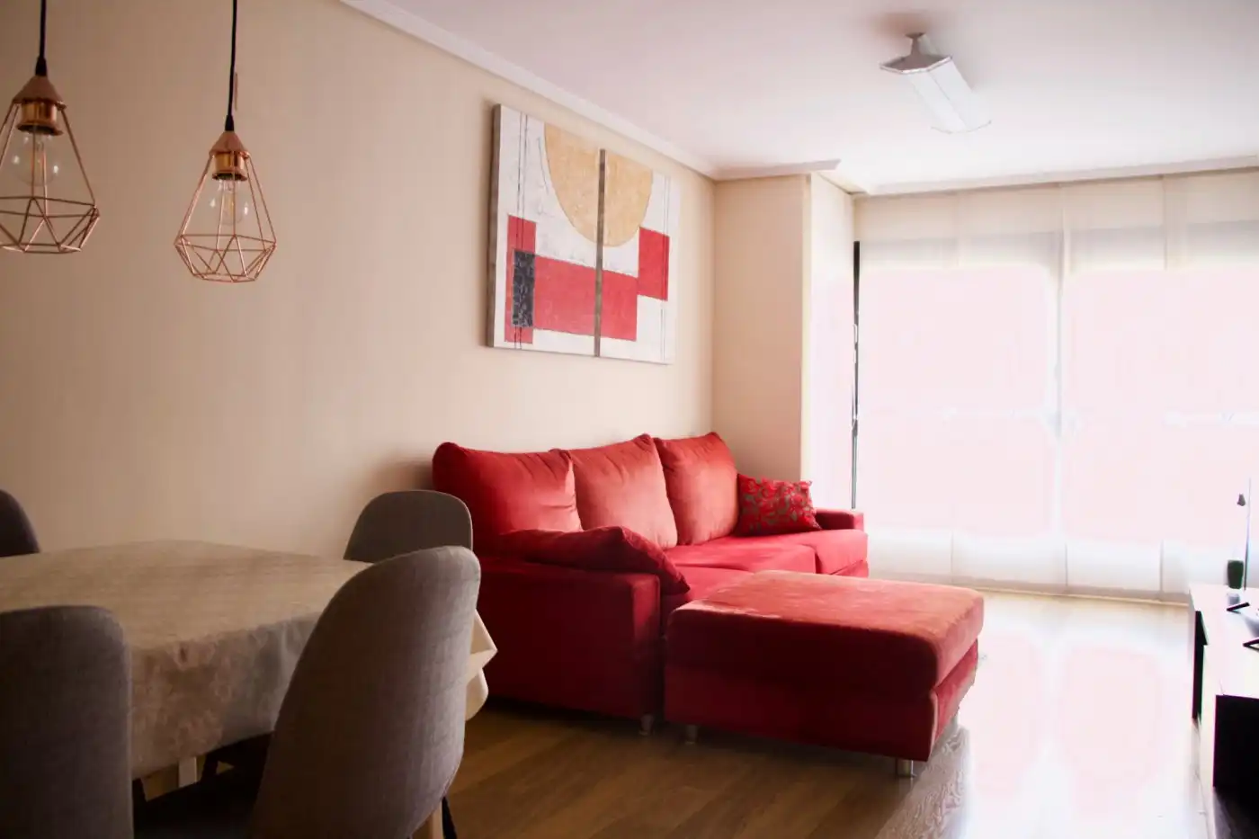 Sala d'estar de Apartament de lloguer en Moncada amb Aire condicionat, Parquet i Balcó