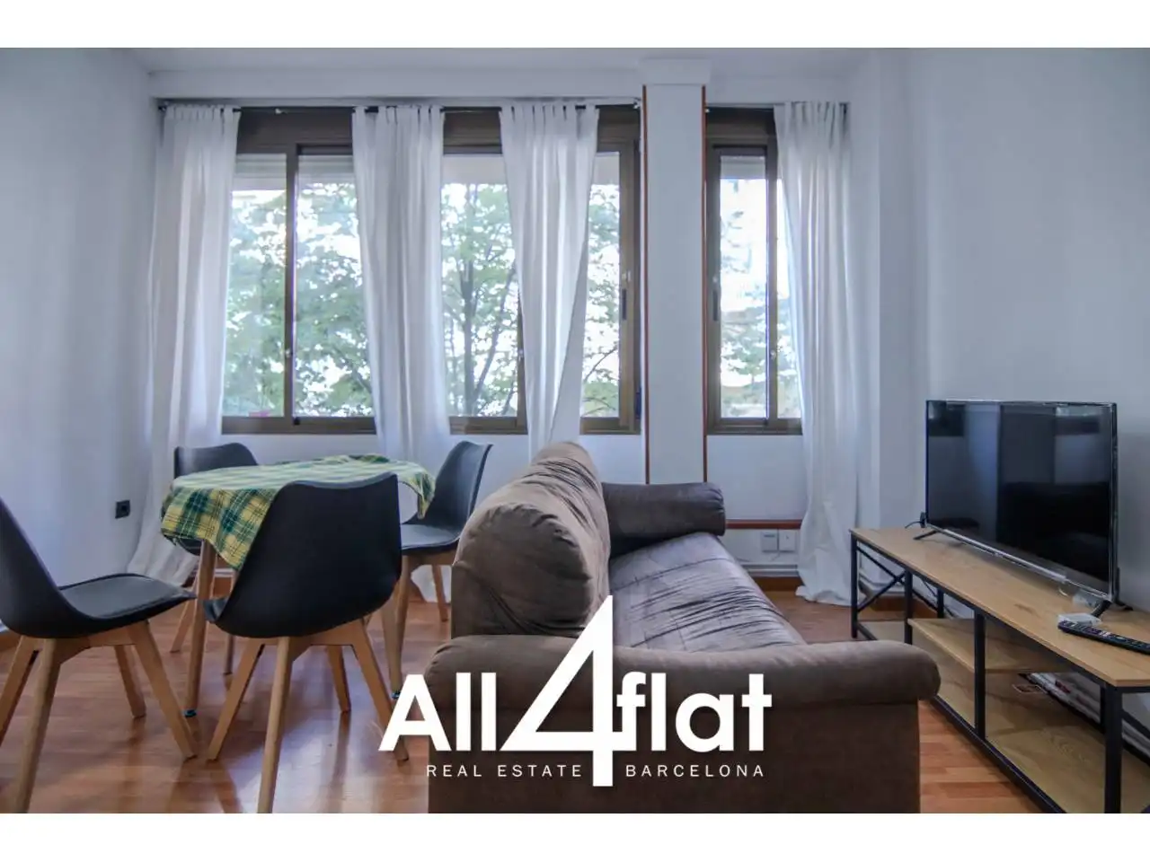 Sala d'estar de Pis de lloguer en Barcelona amb Calefacció, Parquet i Moblat